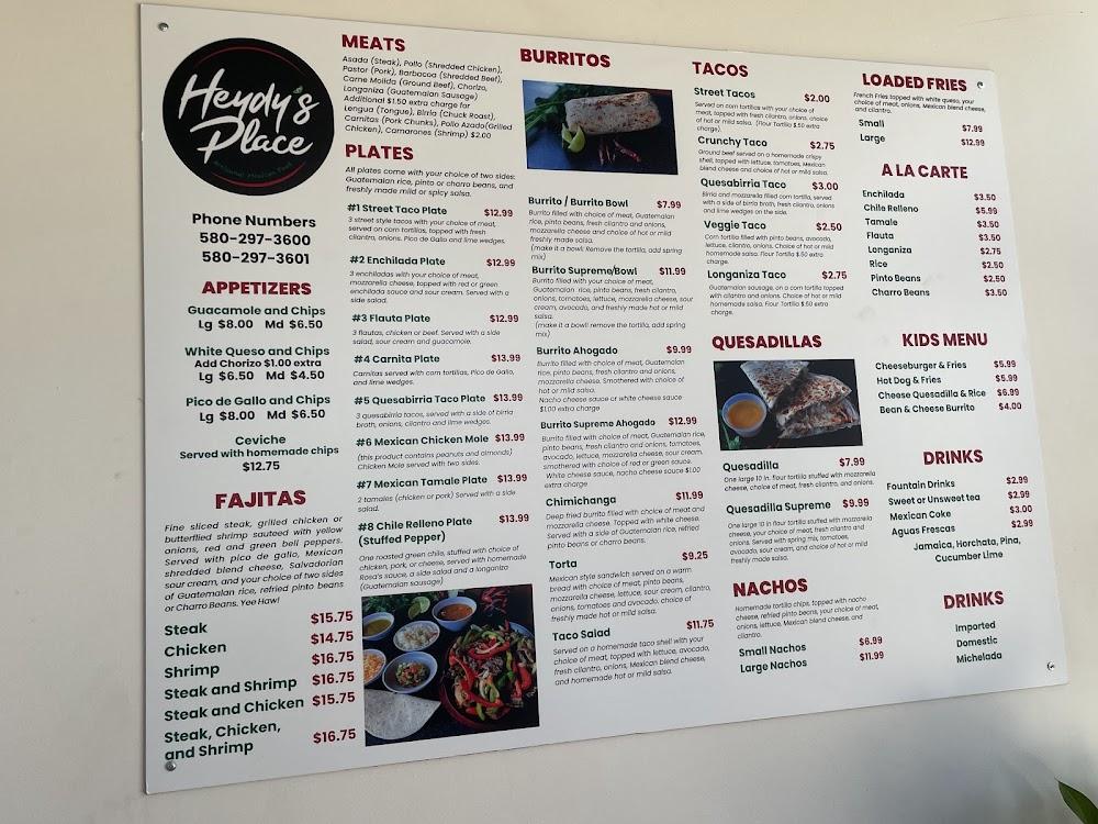 Heydy's Place Menu